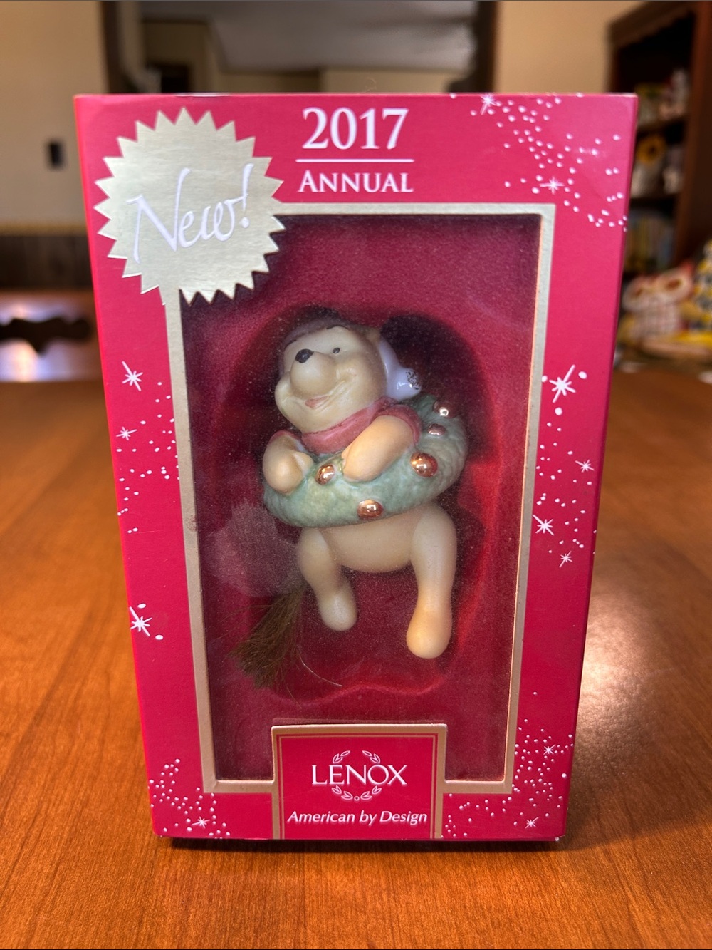 Disney Lenox Pink and Green Winnie the Pooh  Bear Ornament